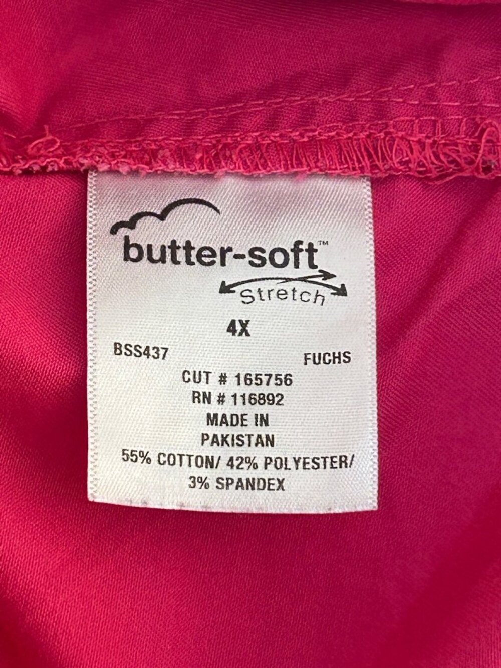 Butter-Soft Stretch Women's Plus Sz 4X Pink V-Neck Scrub Top w/ Pockets - Picture 7 of 8